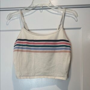 American Eagle Outfitters Cream Crop Cami with Multicolor Stripes size medium.